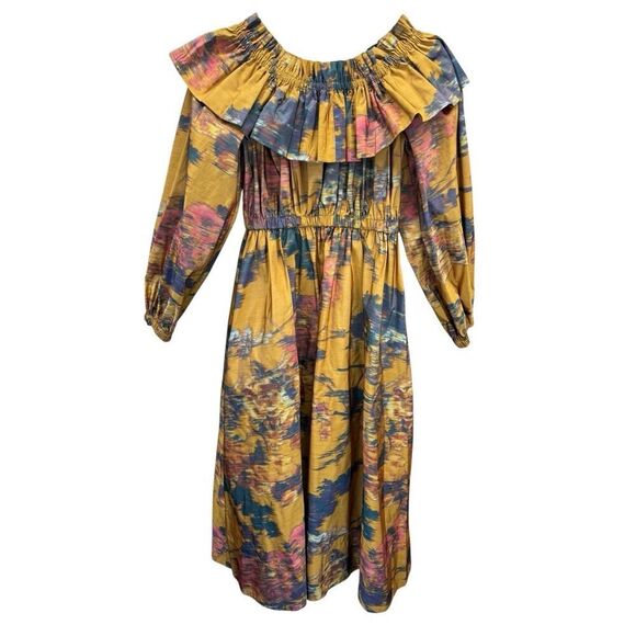 NWT $1490 Ulla Johnson Adeline Off Shoulder Midi Dress Floral Size 2 - Picture 6 of 12